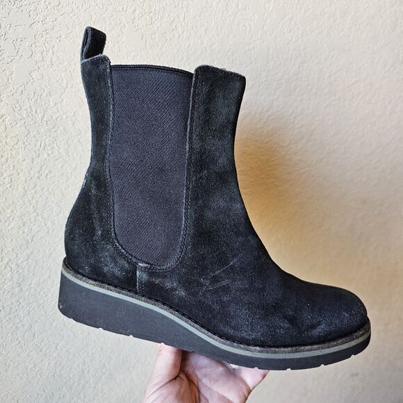 Cole Haan Booties Women’s 7B Shoe Black Johanna Wedge Chelsea Ankle Waterproof - Picture 1 of 7